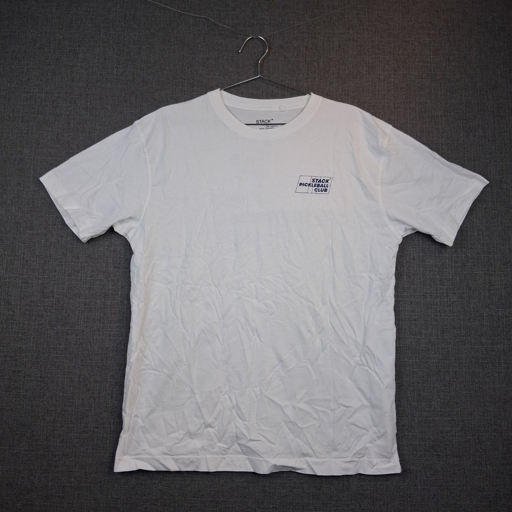 Stack Pickleball Club Graphic T-Shirt Mens Large White Short Sleeve Cotton Tee
